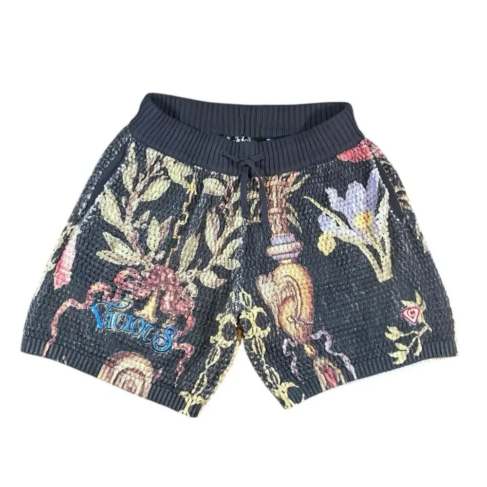 Vicious Denim Crochet Knit Oversized Lined Shorts - S - Picture 1 of 4